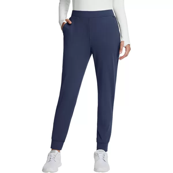 imageBALEAF Womens Fleece Lined Pants Joggers Water Resistant Zipper Pockets Winter Thermal Golf Pants Cold Weather GearBlue