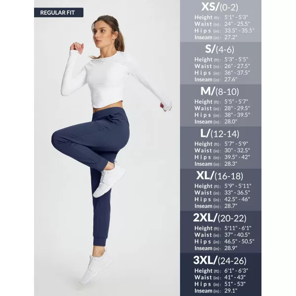 imageBALEAF Womens Fleece Lined Pants Joggers Water Resistant Zipper Pockets Winter Thermal Golf Pants Cold Weather GearBlue