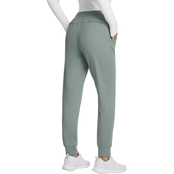 imageBALEAF Womens Fleece Lined Pants Joggers Water Resistant Zipper Pockets Winter Thermal Golf Pants Cold Weather GearGray