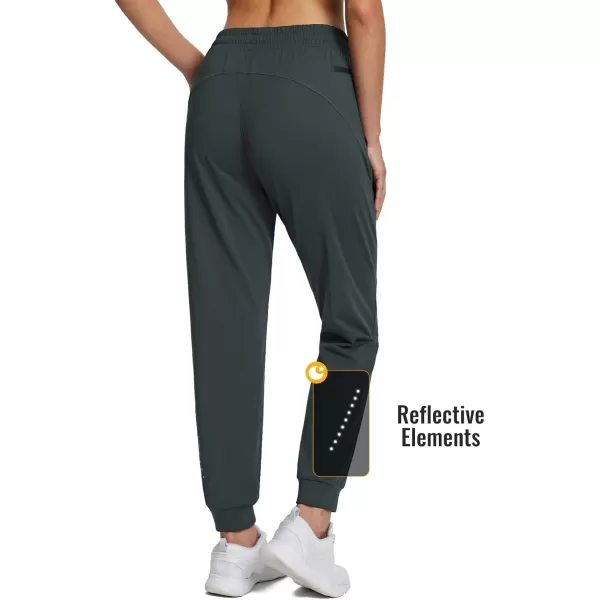 imageBALEAF Womens Fleece Lined Pants Joggers WaterResistant Zipper Pocket Thermal Sweatpants Winter Running Hiking JoggingGrey