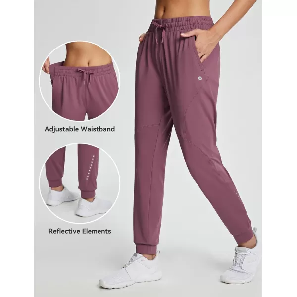 imageBALEAF Womens Fleece Lined Pants Joggers WaterResistant Zipper Pocket Thermal Sweatpants Winter Running Hiking JoggingRose