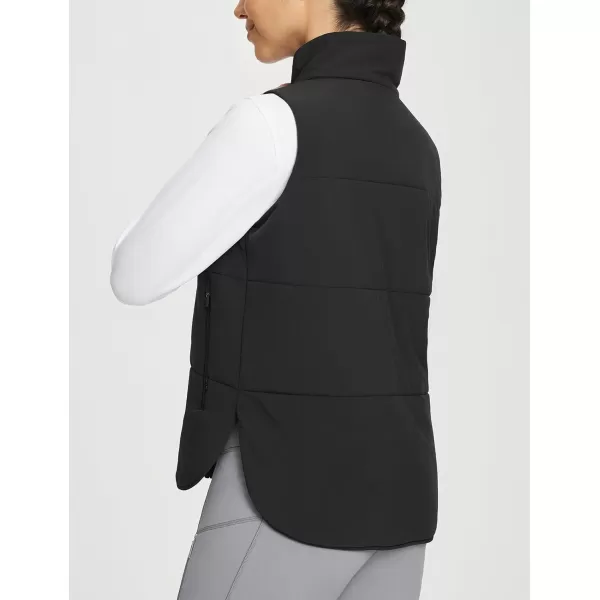 imageBALEAF Womens Lightweight Puffer Vest Running Sleeveless Jacket Fall Winter Warm Vests Stand CollarBlack