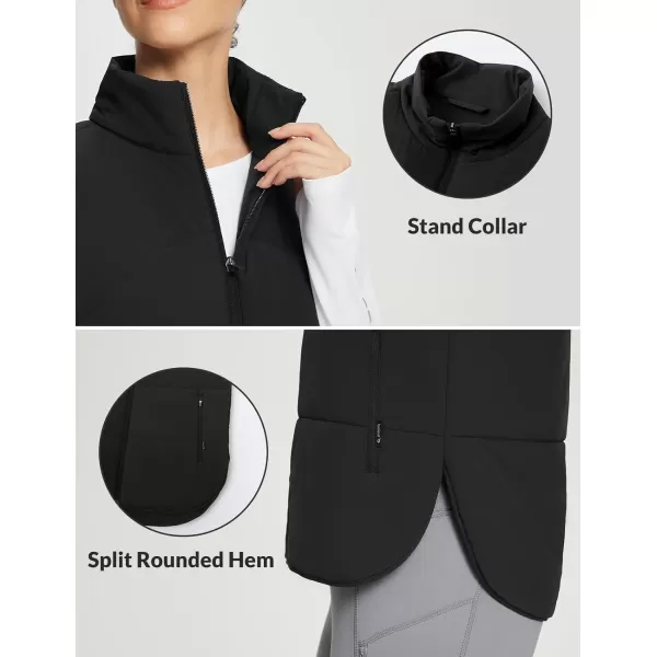 imageBALEAF Womens Lightweight Puffer Vest Running Sleeveless Jacket Fall Winter Warm Vests Stand CollarBlack