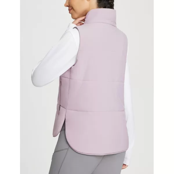 imageBALEAF Womens Lightweight Puffer Vest Running Sleeveless Jacket Fall Winter Warm Vests Stand CollarLight Purple