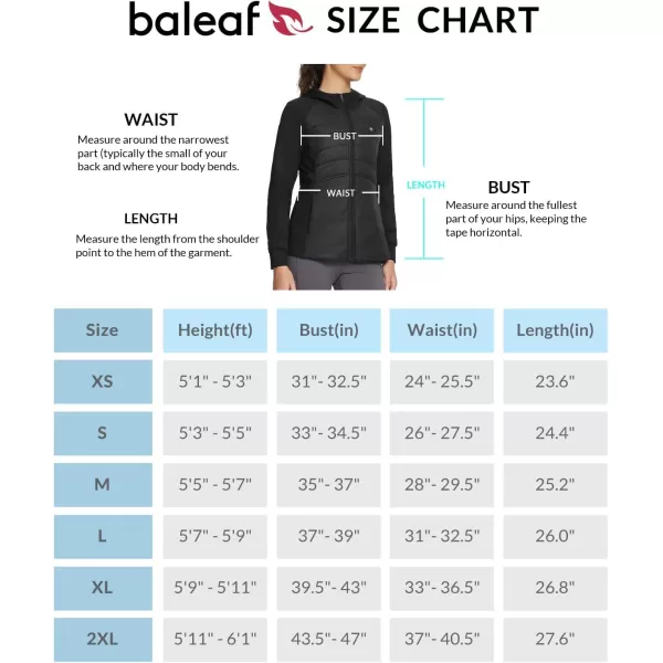 imageBALEAF Womens Running Winter Jacket with Hood Warm Lightweight Insulated Hybrid Jackets Puffer Zip Pockets Hiking SkiingBlack