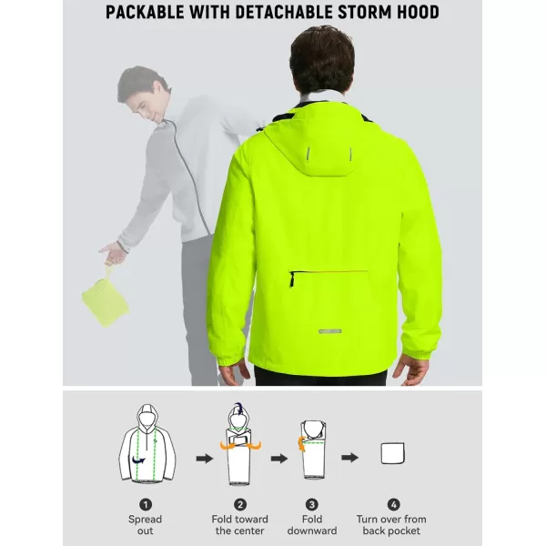 imageBALEAF Mens Rain Jacket 3 In 1 Winter Ski Waterproof Windbreaker Hooded Reflective Packable with Polar Fleece JacketGreen