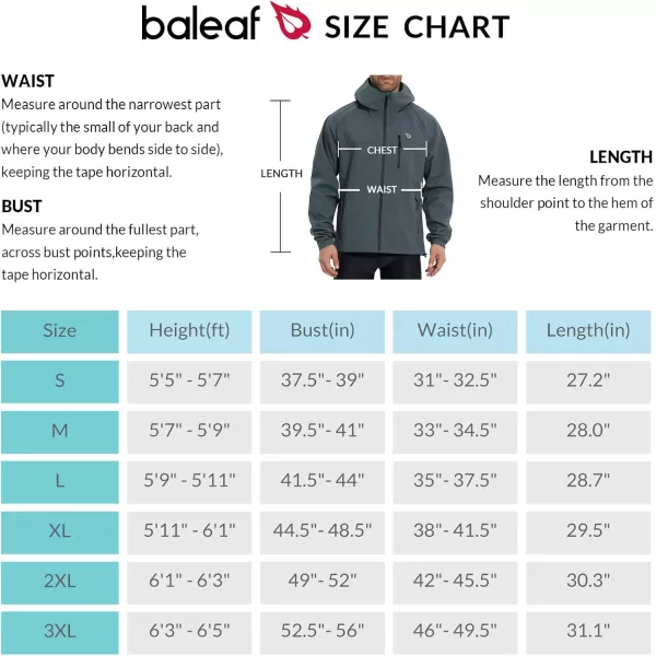 imageBALEAF Mens Rain Jacket Waterproof Running Cycling Windbreaker Golf Hiking Gear Hood Packable ReflectiveGrey