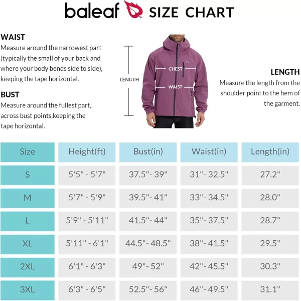 imageBALEAF Mens Rain Jacket Waterproof Running Cycling Windbreaker Golf Hiking Gear Hood Packable ReflectiveRose Red