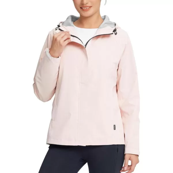 imageBALEAF Womens Rain Jacket Waterproof Lightweight Hooded Windbreaker Hiking Traveling Outdoor RaincoatPink