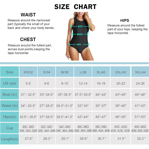 imageBALEAF Womens Button Up One Piece Swimsuit Tummy Control Bathing Suits Built in BraBlack