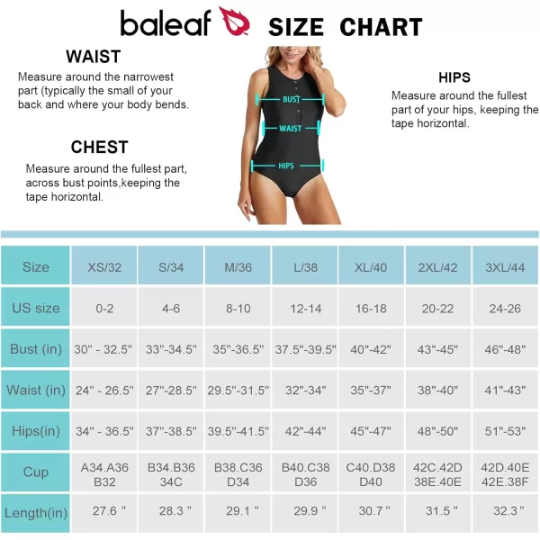 imageBALEAF Womens Button Up One Piece Swimsuit Tummy Control Bathing Suits Built in BraBlack