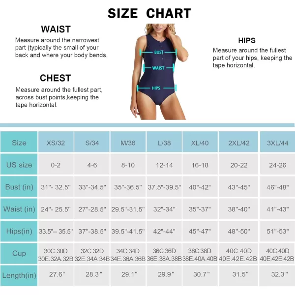 imageBALEAF Womens Button Up One Piece Swimsuit Tummy Control Bathing Suits Built in BraDark Blue