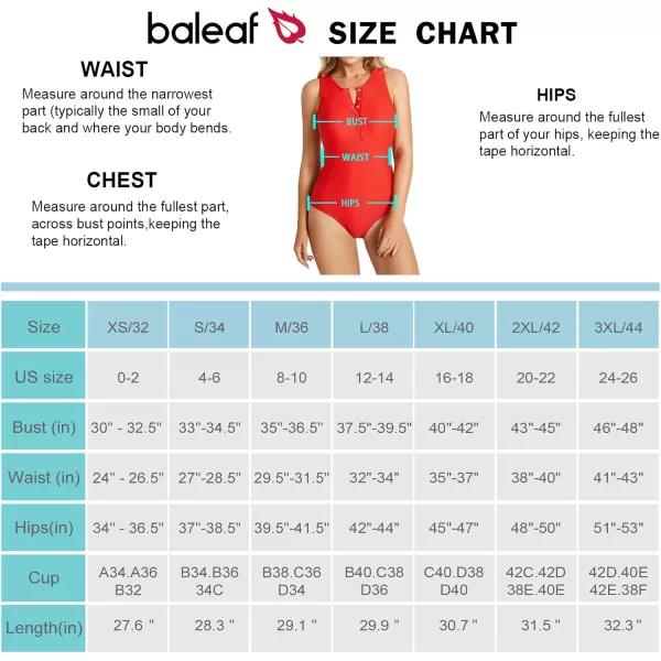 imageBALEAF Womens Button Up One Piece Swimsuit Tummy Control Bathing Suits Built in BraRed