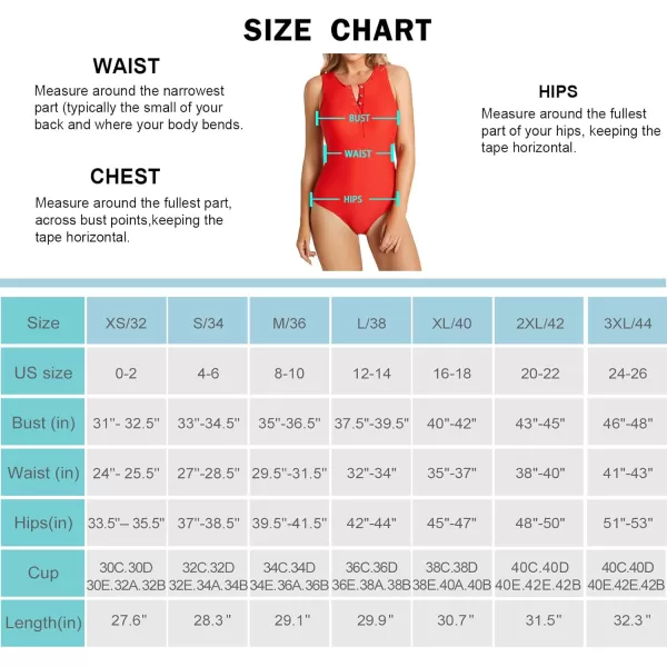 imageBALEAF Womens Button Up One Piece Swimsuit Tummy Control Bathing Suits Built in BraRed