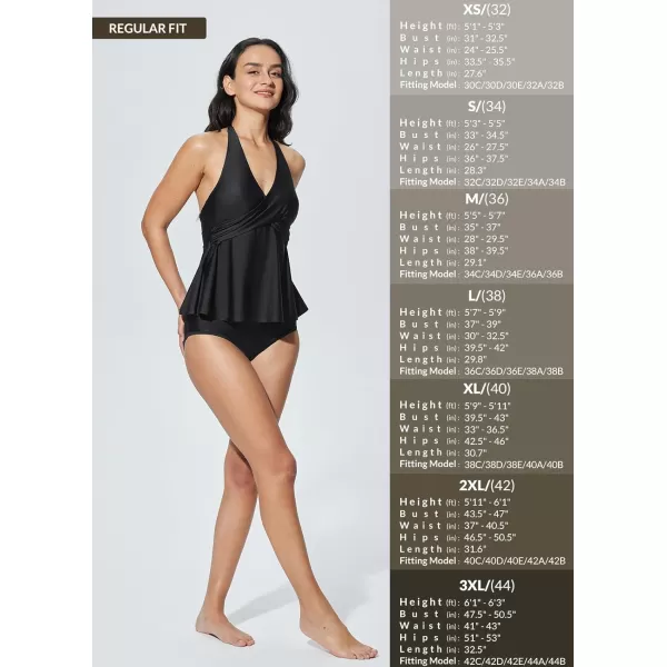 imageBALEAF Womens One Piece Swimsuits 2024 V Neck Halter Tummy Control Flattering Push Up Bathing Suits Full Coverage SwimwearBlack