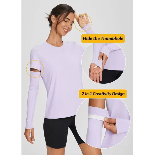 imageBALEAF Womens Sundur UPF 50 Short Shirt Arm Sleeve SPF Rash Guard Shirts Hiking Fishing Lightweight Tee TopsPastel Purple