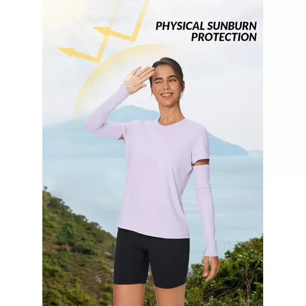 imageBALEAF Womens Sundur UPF 50 Short Shirt Arm Sleeve SPF Rash Guard Shirts Hiking Fishing Lightweight Tee TopsPastel Purple