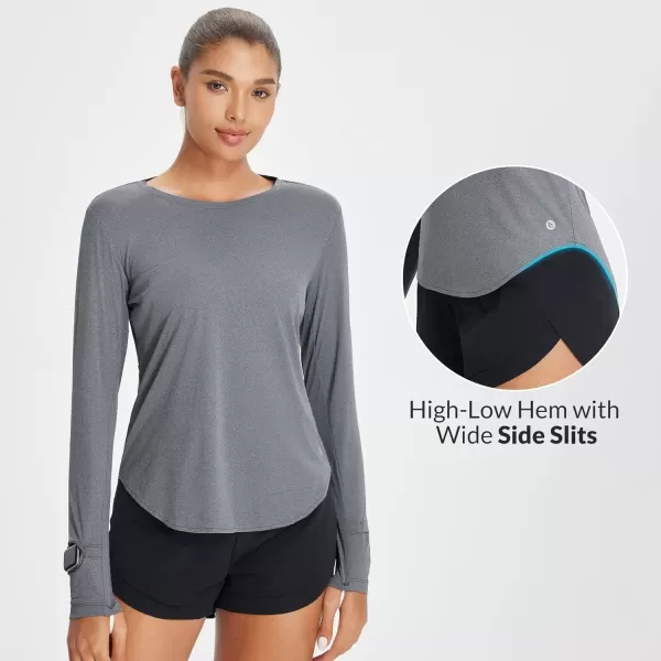 imageBALEAF Womens UPF 50 Sun Shirts UV Protection Long Sleeve Rash Guard Lightweight Quick Dry SPF Outdoor Hiking ClothingHeather Light Gray