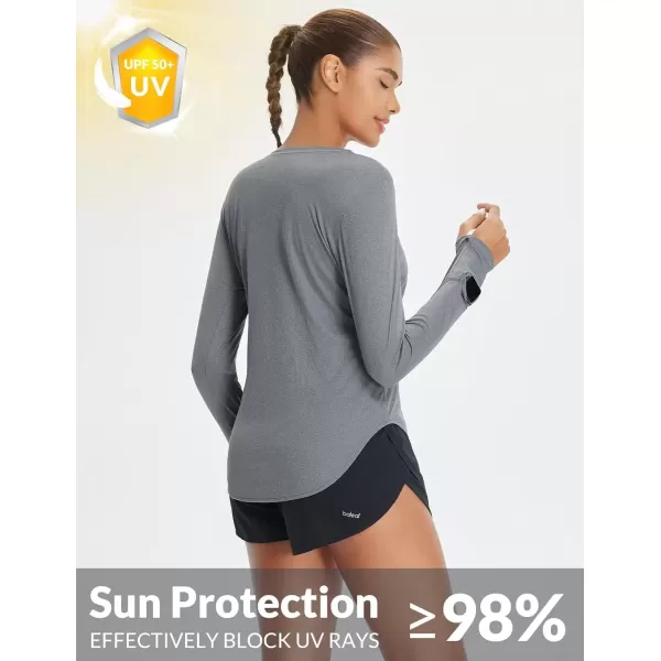 imageBALEAF Womens UPF 50 Sun Shirts UV Protection Long Sleeve Rash Guard Lightweight Quick Dry SPF Outdoor Hiking ClothingHeather Light Gray