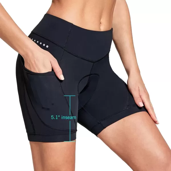 imageBALEAF 4D Padded Bike Shorts Women Cycling Underwear Gel Padding PocketsBlack