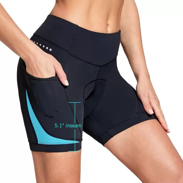 imageBALEAF 4D Padded Bike Shorts Women Cycling Underwear Gel Padding PocketsBlue