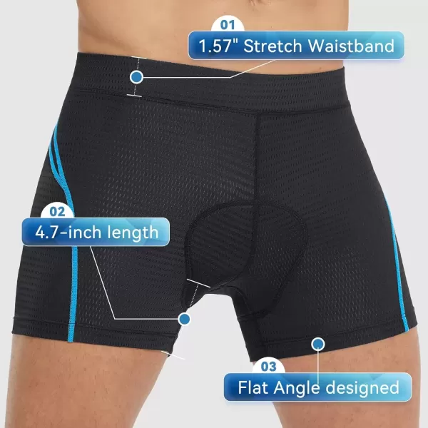 imageBALEAF Mens 4D Padded Bike Shorts Cycling Underwear with Padding Road Biking MTB Liner Shorts Bicycle GearMeshblack Blue47