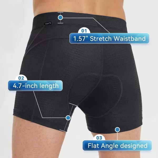 imageBALEAF Mens 4D Padded Bike Shorts Cycling Underwear with Padding Road Biking MTB Liner Shorts Bicycle GearMeshblack47