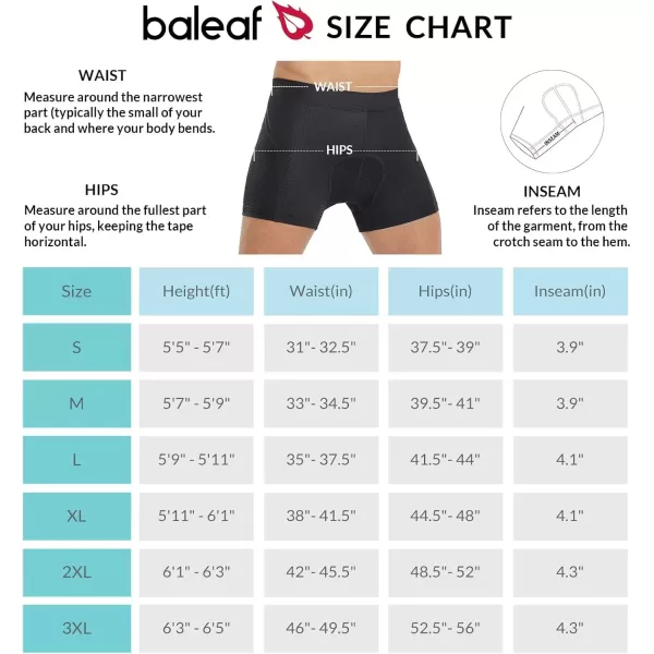 imageBALEAF Mens 4D Padded Bike Shorts Cycling Underwear with Padding Road Biking MTB Liner Shorts Bicycle GearMeshblack47