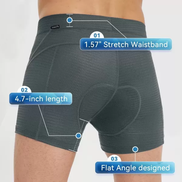 imageBALEAF Mens 4D Padded Bike Shorts Cycling Underwear with Padding Road Biking MTB Liner Shorts Bicycle GearMeshgrey47