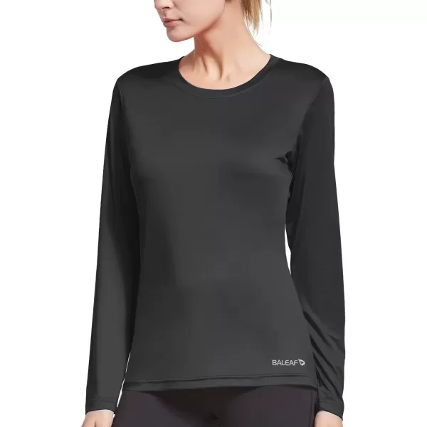 imageBALEAF Long Sleeve Workout Tops for Women Running Athletic Shirts Active Quick Dry Lightweight Moisture WickingAblack