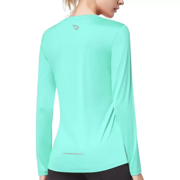 imageBALEAF Long Sleeve Workout Tops for Women Running Athletic Shirts Active Quick Dry Lightweight Moisture WickingAqua