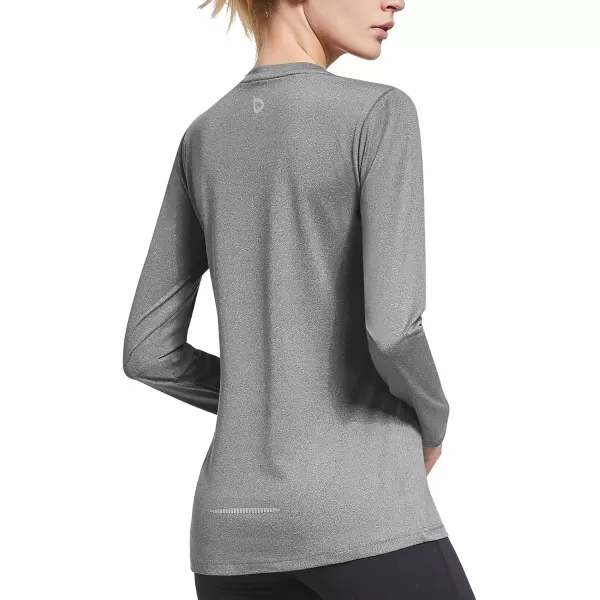 imageBALEAF Long Sleeve Workout Tops for Women Running Athletic Shirts Active Quick Dry Lightweight Moisture WickingHeather Gray