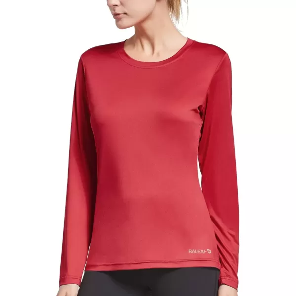 imageBALEAF Long Sleeve Workout Tops for Women Running Athletic Shirts Active Quick Dry Lightweight Moisture WickingRed