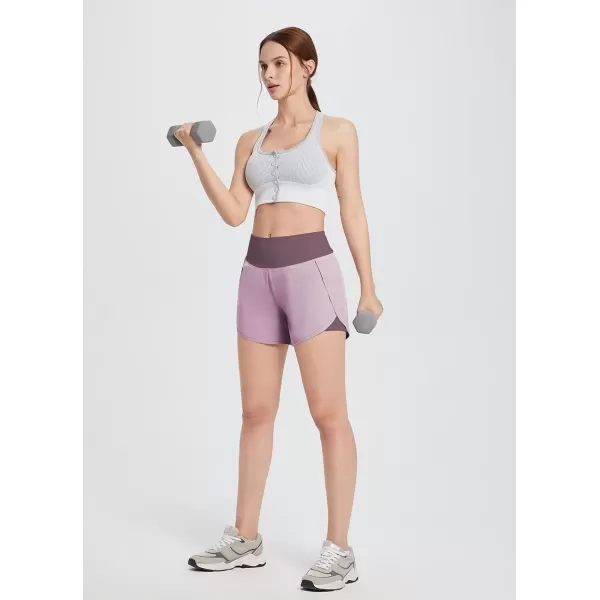 imageBALEAF Womens 2 in 1 Running Athletic Shorts with Liner Lightweight QuickDry Workout Active Yoga Shorts with PocketsPurple
