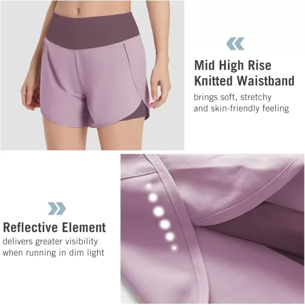 imageBALEAF Womens 2 in 1 Running Athletic Shorts with Liner Lightweight QuickDry Workout Active Yoga Shorts with PocketsPurple