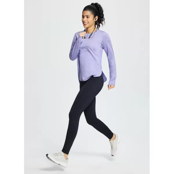 imageBALEAF Womens Long Sleeve Workout Tops Running Athletic Shirts Quick Dry UPF 50 LightweightSunset Purple