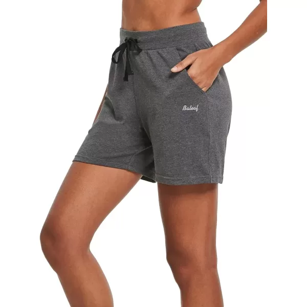 imageBALEAF Womens Lounge Shorts Cotton Sweat Athletic Shorts with Pockets High Waist Summer CasualCharcoal