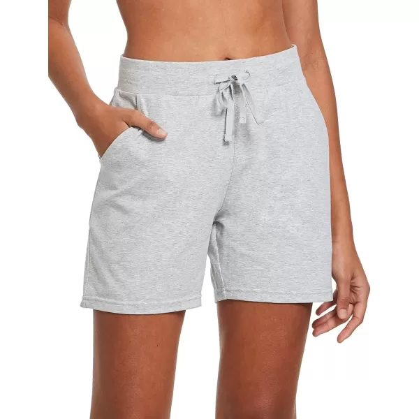 imageBALEAF Womens Lounge Shorts Cotton Sweat Athletic Shorts with Pockets High Waist Summer CasualLight Gray