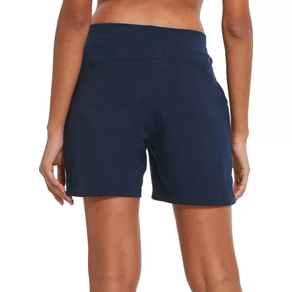 imageBALEAF Womens Lounge Shorts Cotton Sweat Athletic Shorts with Pockets High Waist Summer CasualNavy Blue