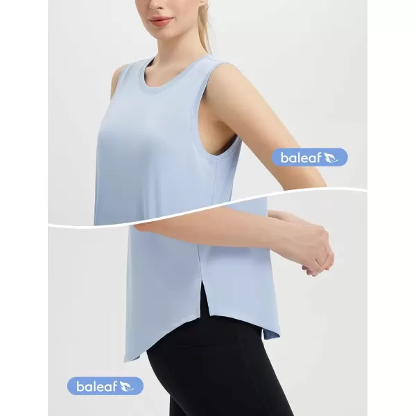 imageBALEAF Womens Workout Tank Tops Sleeveless Loose Fit Athletic Gym Shirts Loose Fit Tennis Running Sports UPF 50Light Blue