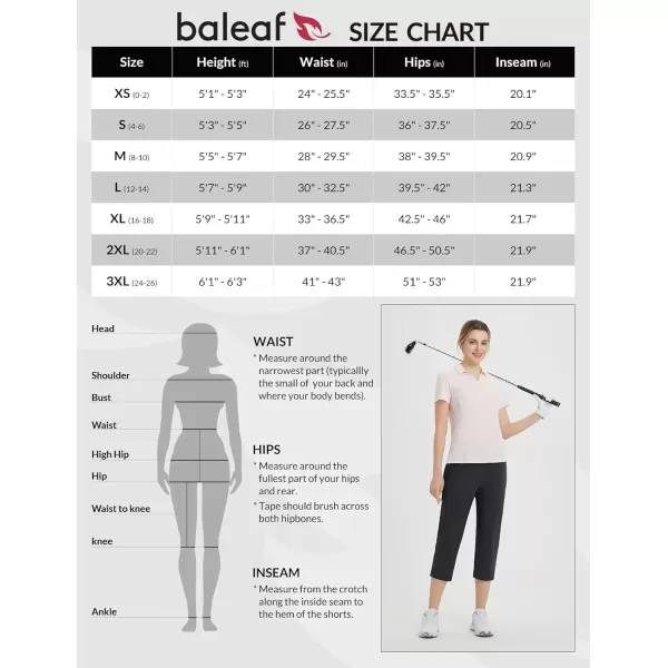 imageBALEAF 20 Golf Capri Womens Pants High Waist Stretchy Lightweight Casual Capris Zipper Pockets Quick Dry UPF 50Black