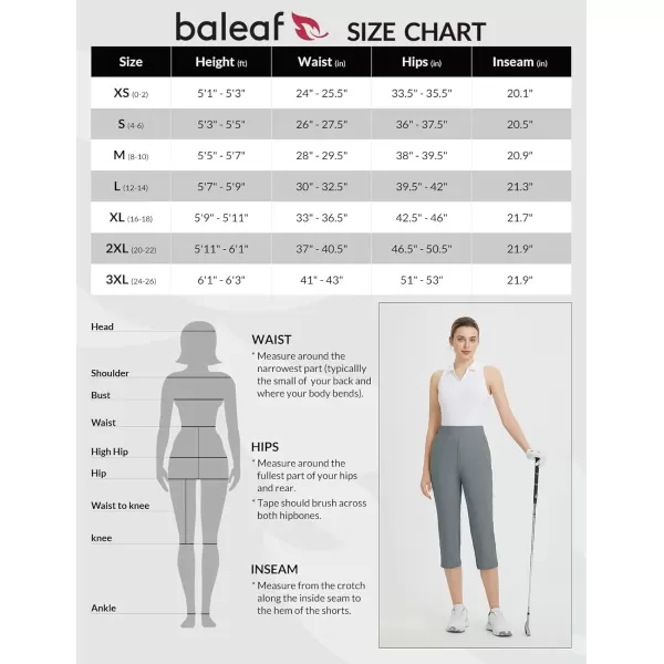 imageBALEAF 20 Golf Capri Womens Pants High Waist Stretchy Lightweight Casual Capris Zipper Pockets Quick Dry UPF 50Dark Gray