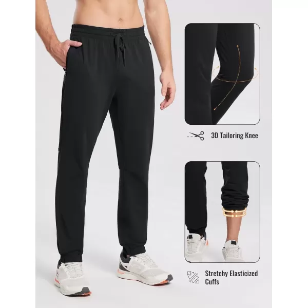 imageBALEAF Mens Fleece Lined Joggers Winter Athletic Sweatpants Thermal Hiking Workout Running Pants with Zipper PocketsBlack