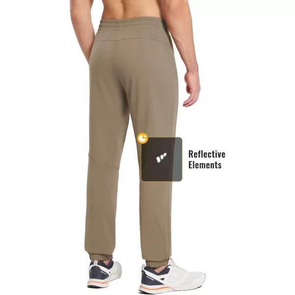 imageBALEAF Mens Fleece Lined Joggers Winter Athletic Sweatpants Thermal Hiking Workout Running Pants with Zipper PocketsBrown