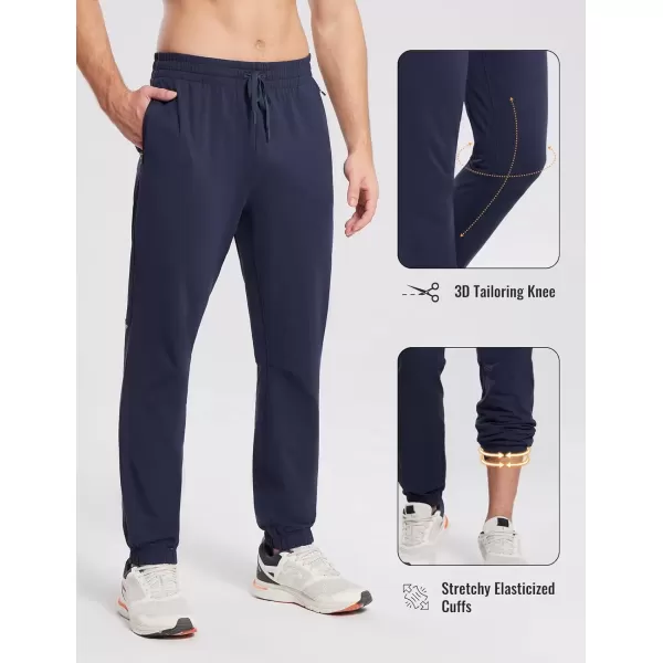 imageBALEAF Mens Fleece Lined Joggers Winter Athletic Sweatpants Thermal Hiking Workout Running Pants with Zipper PocketsNavy