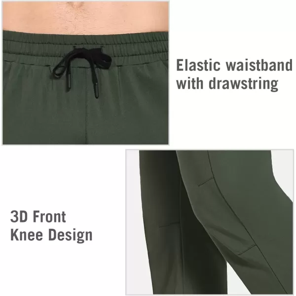 imageBALEAF Mens Fleece Lined Water Resistant Pants Winter Thermal Sweatpants with Zipper Pockets Warm Open BottomGreen