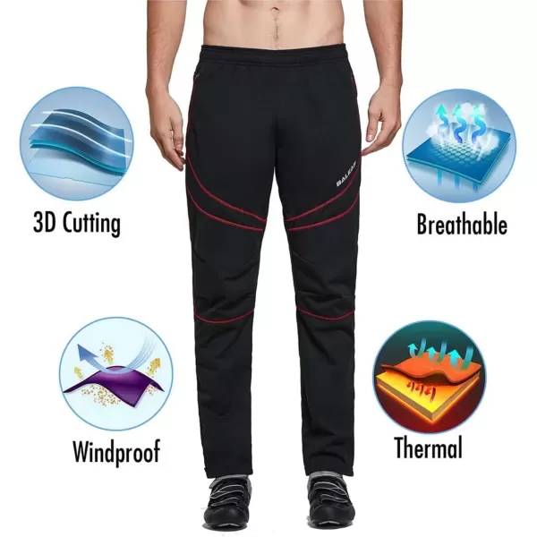 imageBALEAF Mens Fleece Pants Winter Cycling Pants Mountain Bike Clothing Thermal Cold Weather Running GearA01blackRed