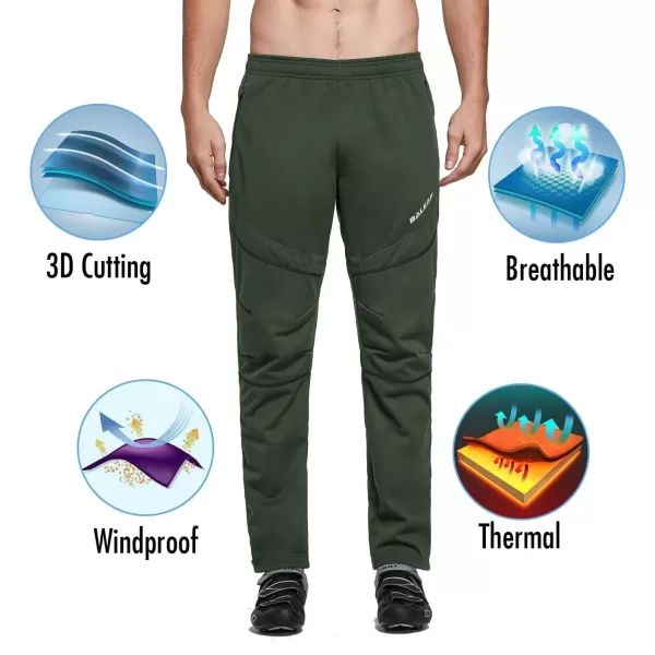 imageBALEAF Mens Fleece Pants Winter Cycling Pants Mountain Bike Clothing Thermal Cold Weather Running GearA01green