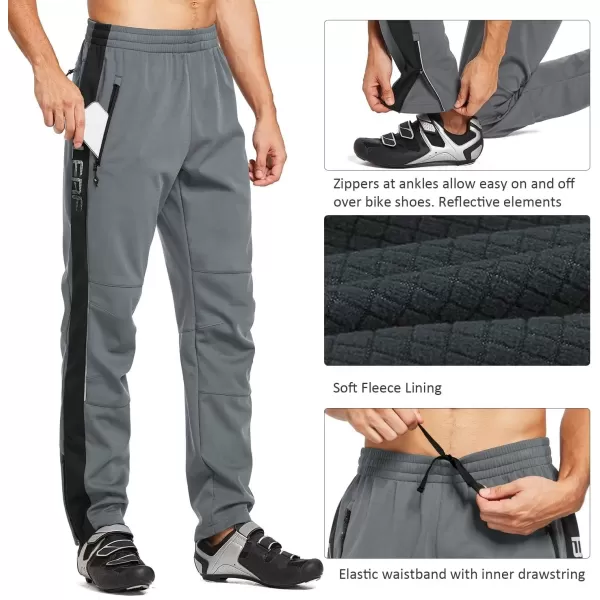 imageBALEAF Mens Fleece Pants Winter Cycling Pants Mountain Bike Clothing Thermal Cold Weather Running GearA02grey