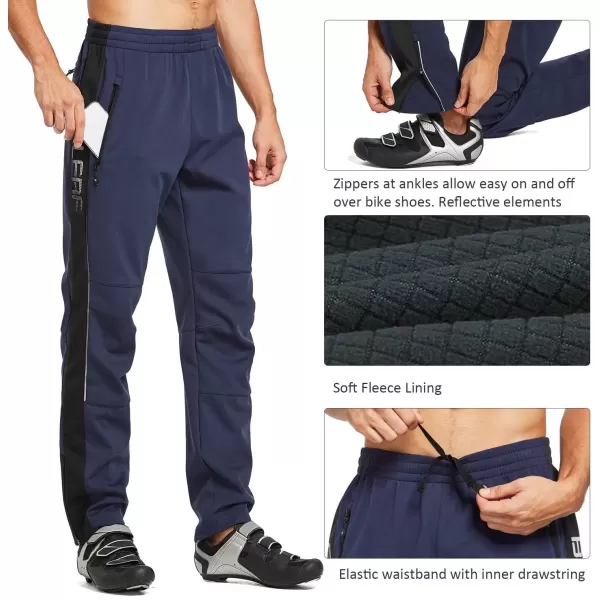 imageBALEAF Mens Fleece Pants Winter Cycling Pants Mountain Bike Clothing Thermal Cold Weather Running GearA02navy Blue